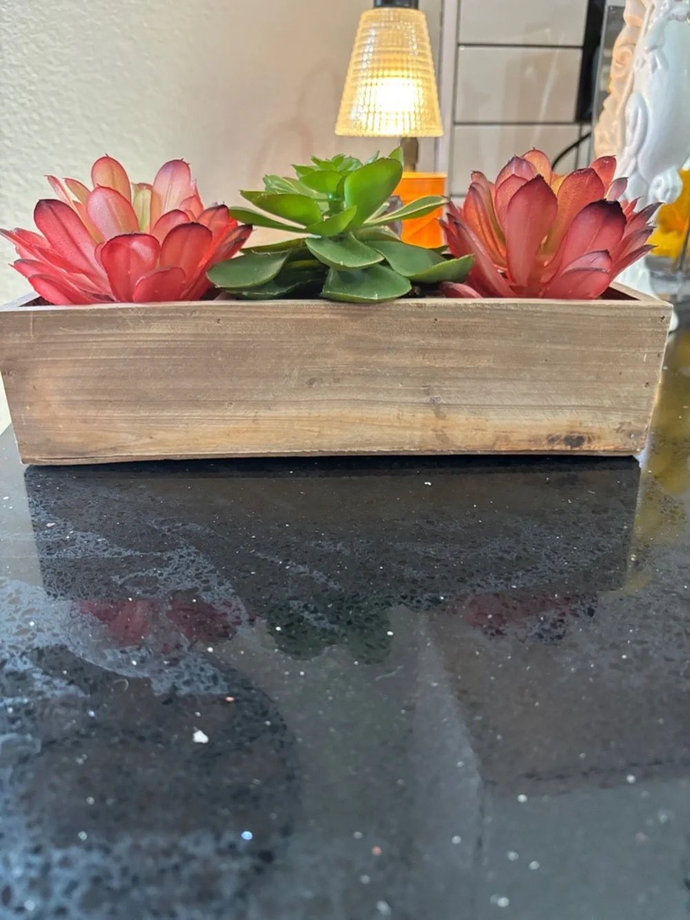 Artificial Quality Succulent Plant in a wooden box Lot Of 3 Beautiful Decorati